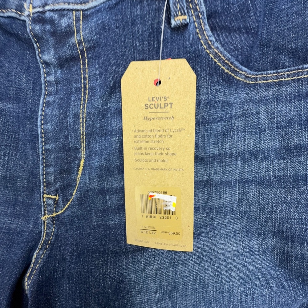 Levis Classic Mid-Rise Skinny Jeans Women 14 Medium W32 L32 Blue Denim 585750166 - Picture 6 of 9